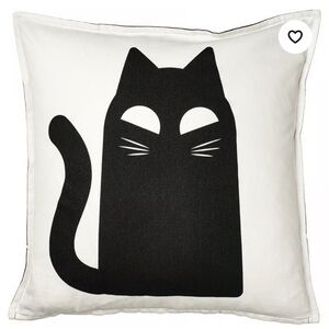 IKEA KUSTFYR Cushion cover, cat pattern, back white accent pillow cover, 20x20”